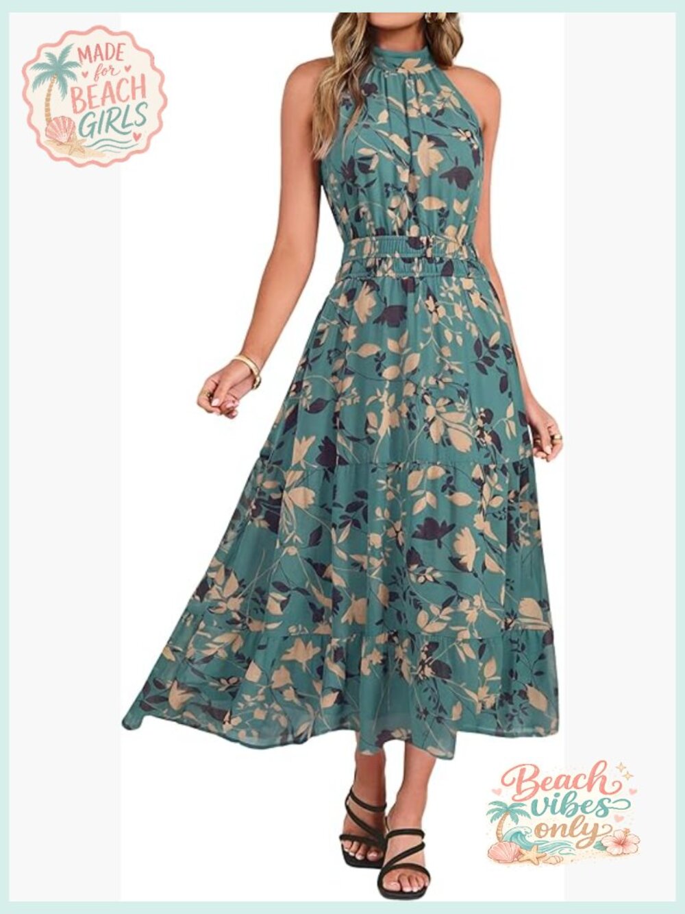 Womens Halter Maxi Dress Floral Boho Wedding Guest Summer